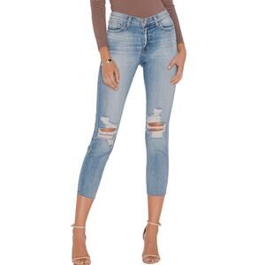 L'Agence Jeans Sz 28 El Matador Slim High Rise Ripped Distressed Raw Hem Cropped
